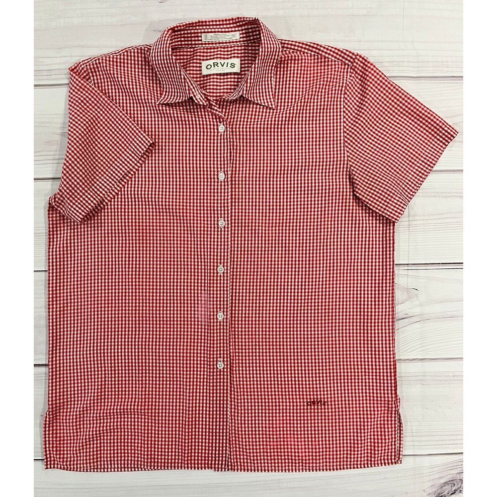 Orvis Men's Plaid Short Sleeve Button Front Casual Shirt Size 16 Neck